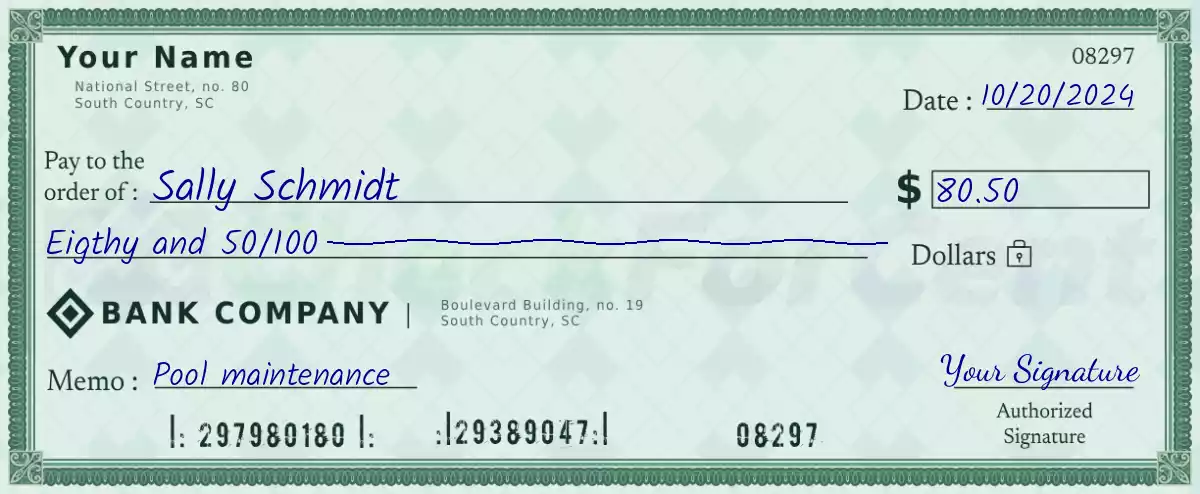 80 dollar check with cents