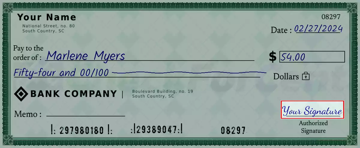 Sign the 54 dollar check