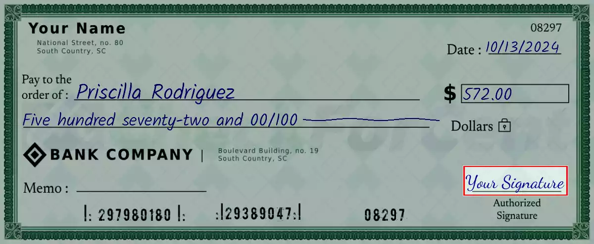 Sign the 572 dollar check