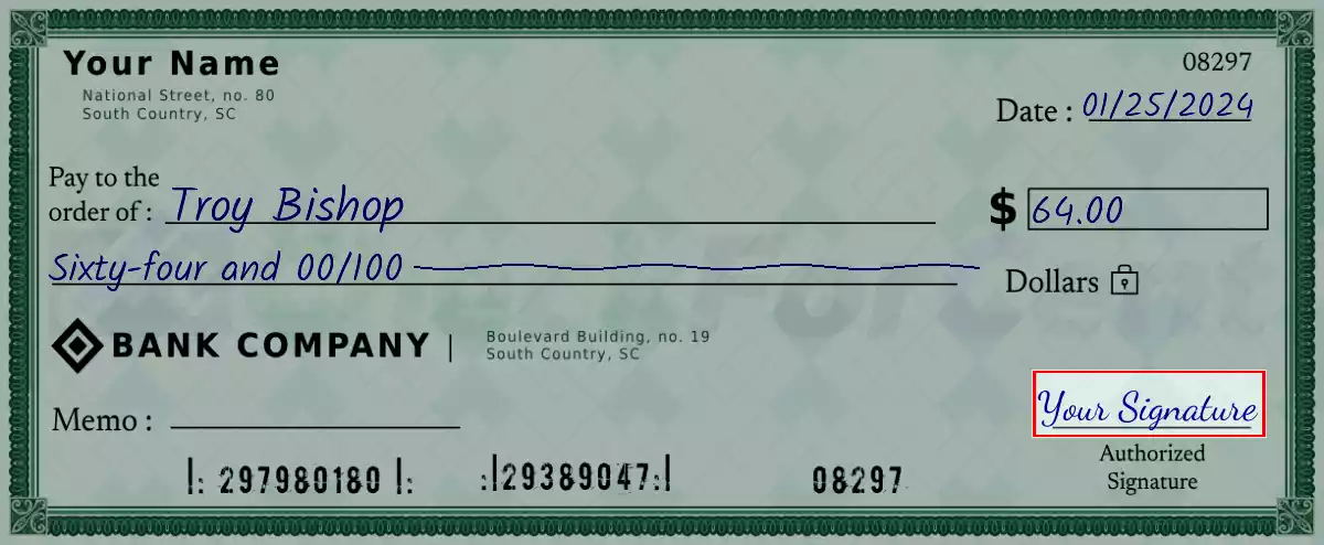 Sign the 64 dollar check