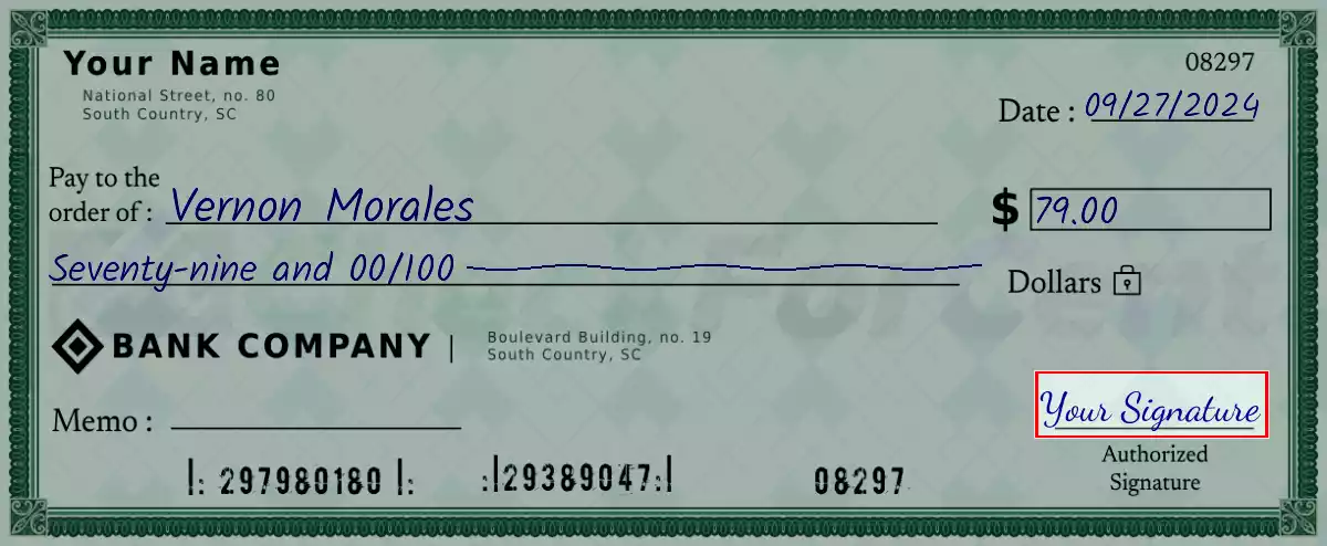 Sign the 79 dollar check