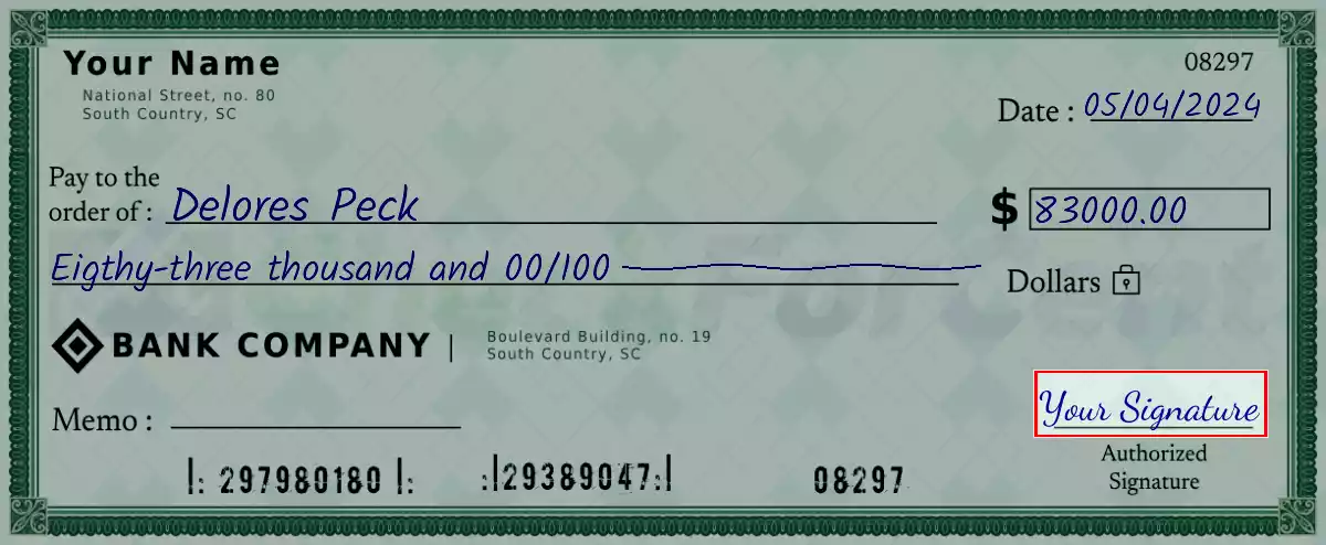 Sign the 83000 dollar check