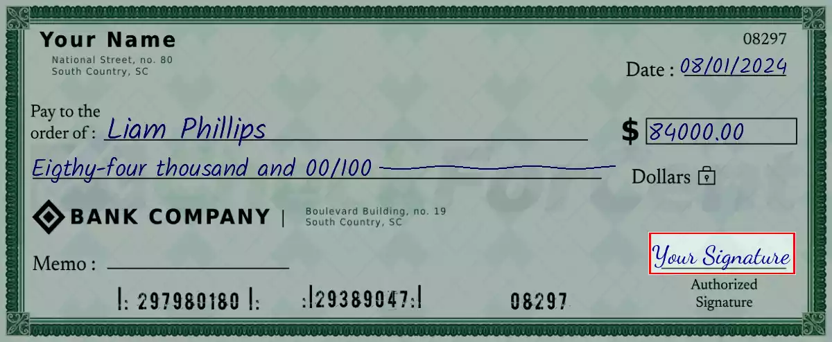 Sign the 84000 dollar check