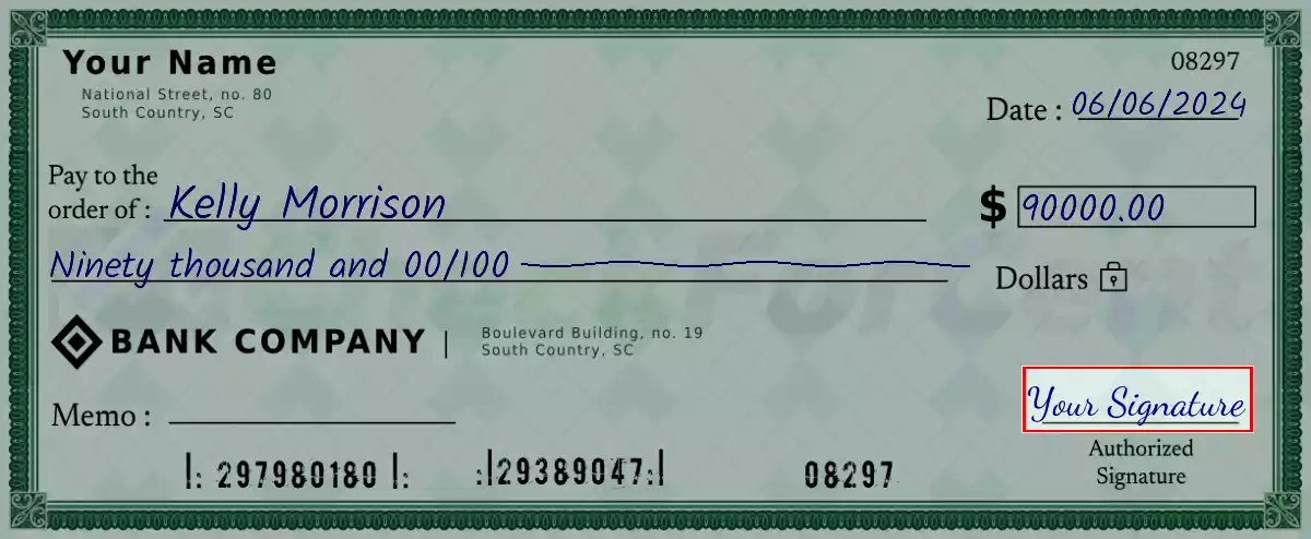 Sign the 90000 dollar check