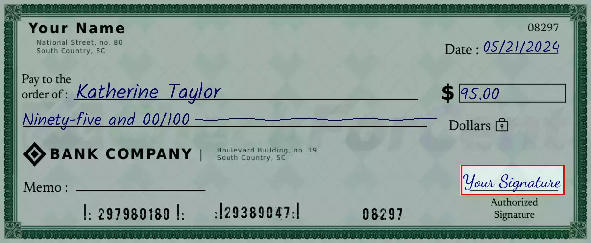 Sign the 95 dollar check