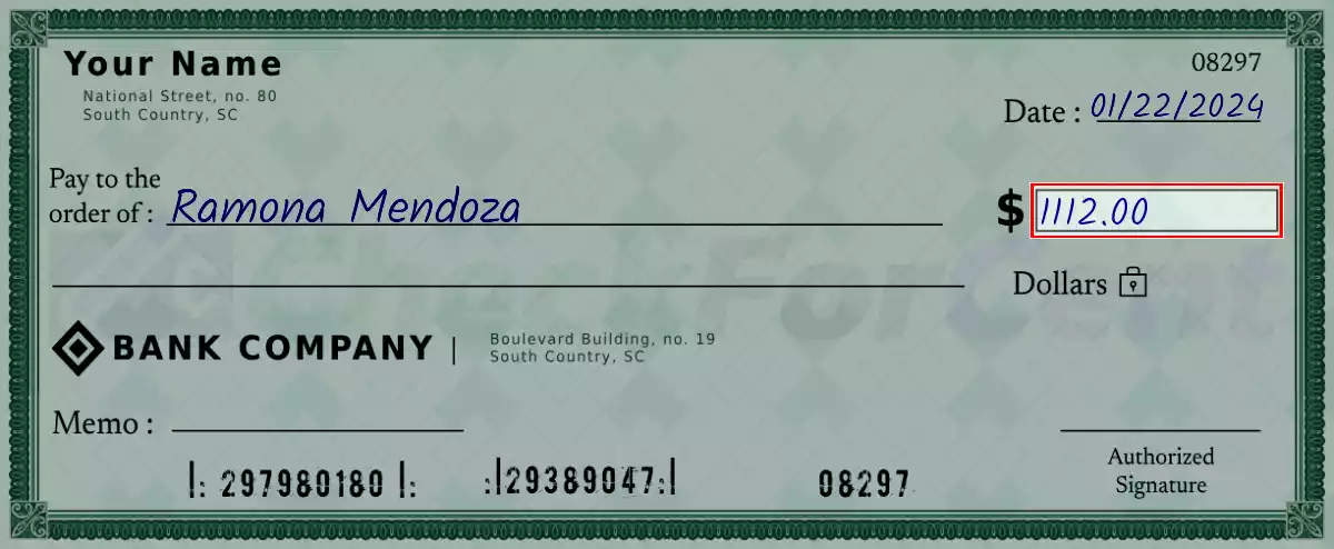 Write the amount 1112 on the check