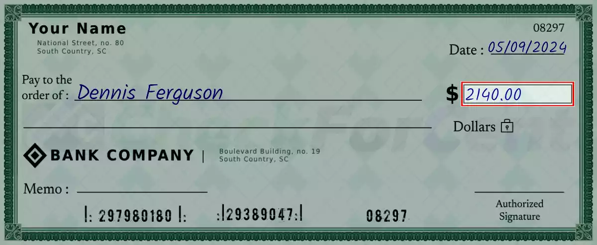 Write the amount 2140 on the check
