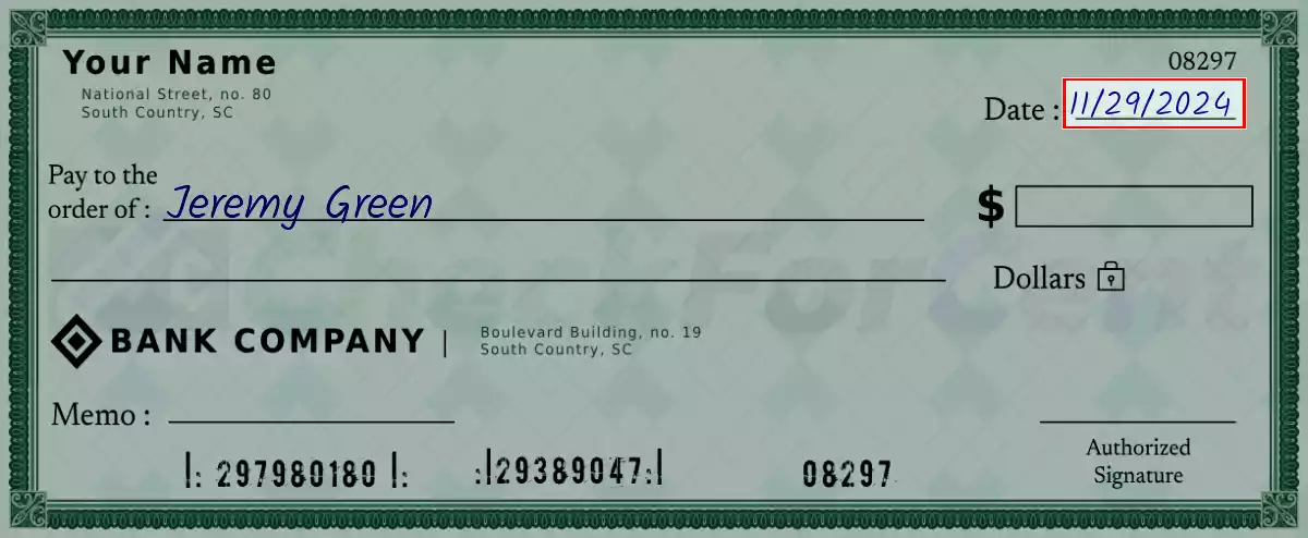 Write the date on the 1088 dollar check