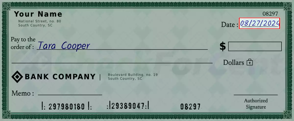 Write the date on the 1170 dollar check