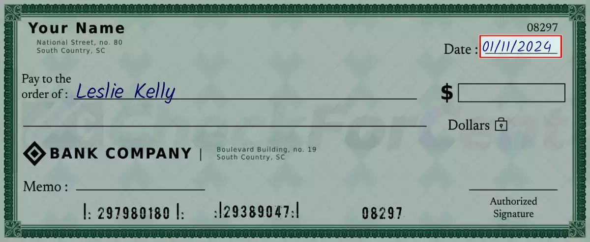 Write the date on the 1171 dollar check