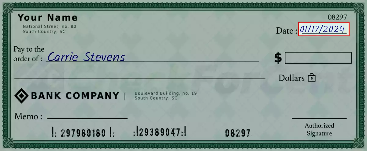 Write the date on the 125 dollar check