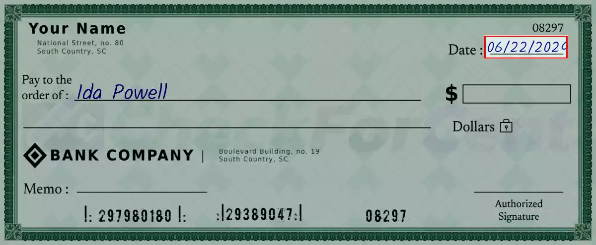 Write the date on the 1550 dollar check