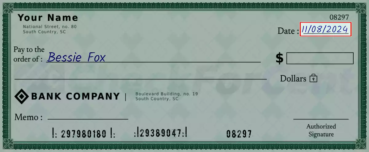 Write the date on the 2010 dollar check