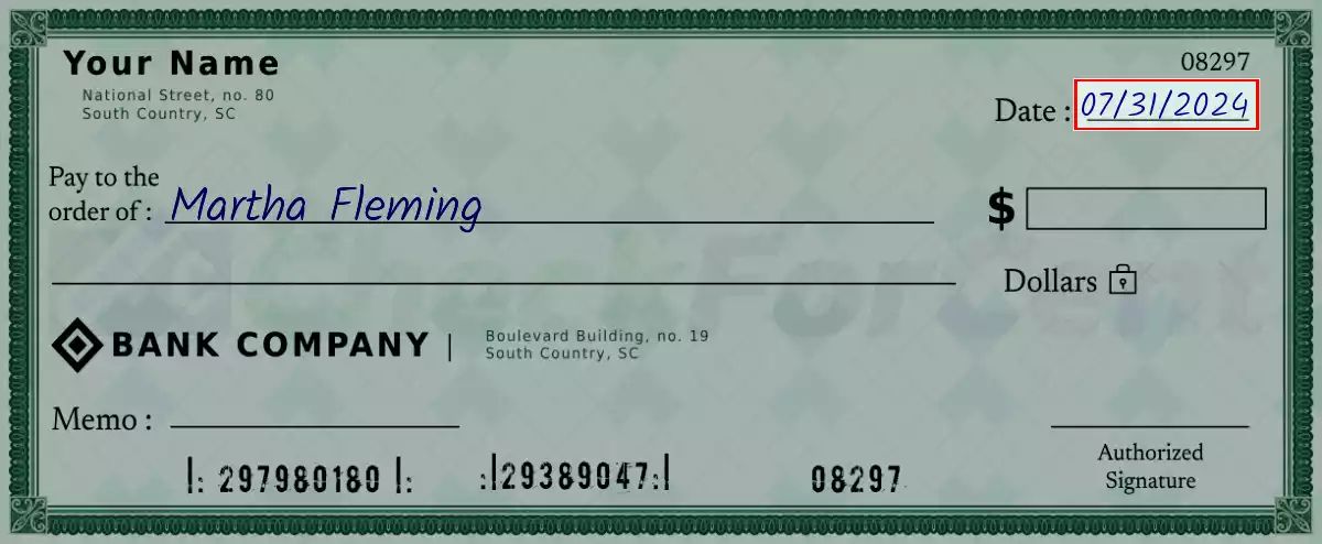 Write the date on the 2400 dollar check