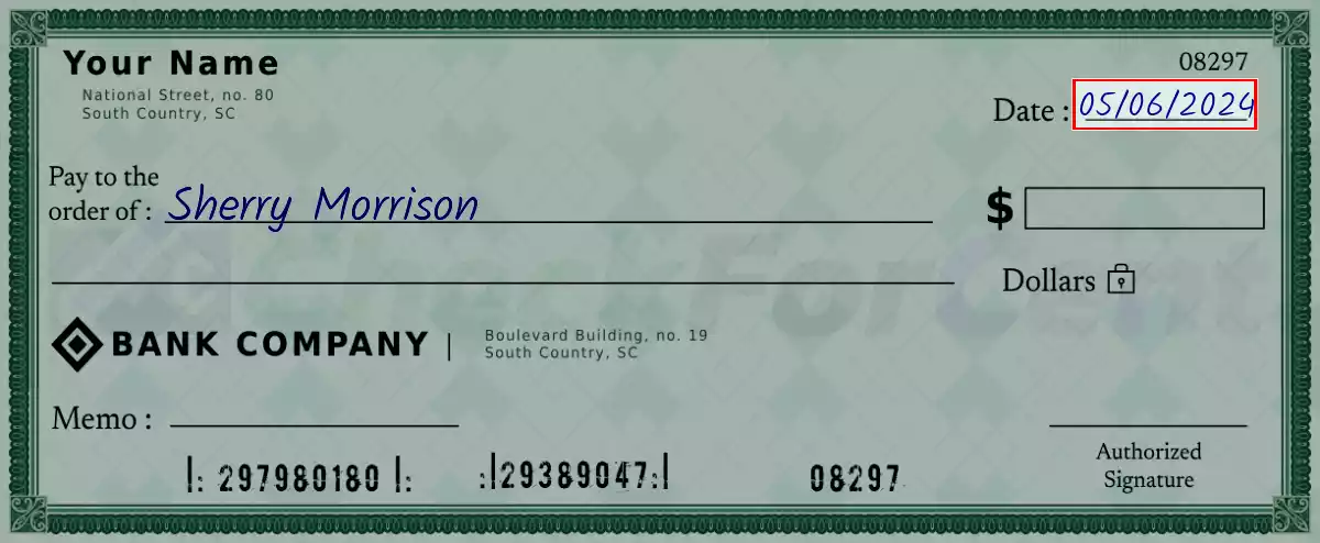 Write the date on the 2920 dollar check