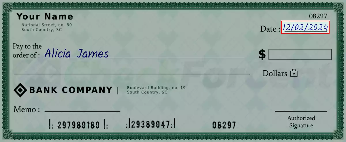 Write the date on the 3800 dollar check