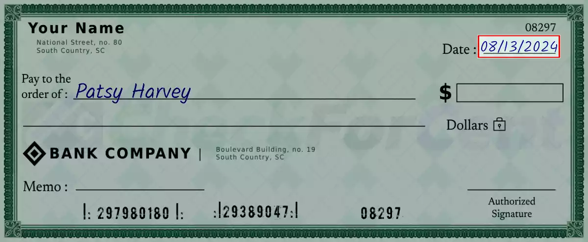 Write the date on the 4150 dollar check