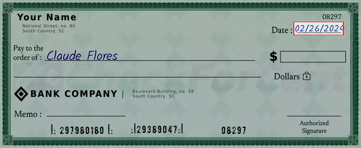 Write the date on the 42000 dollar check