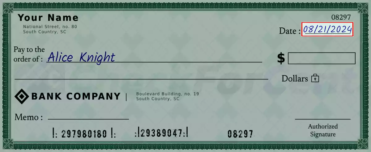 Write the date on the 75000 dollar check