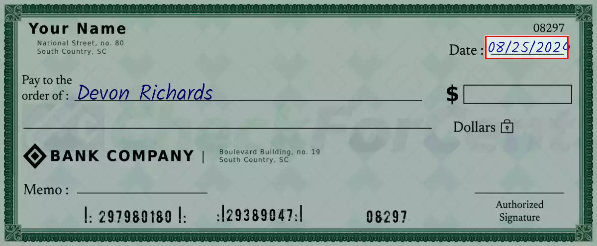 Write the date on the 834 dollar check