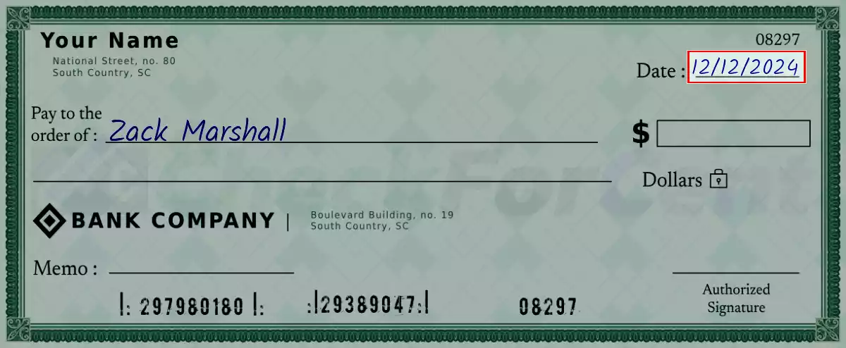 Write the date on the 88000 dollar check