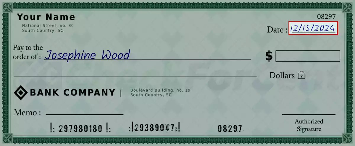 Write the date on the 98000 dollar check