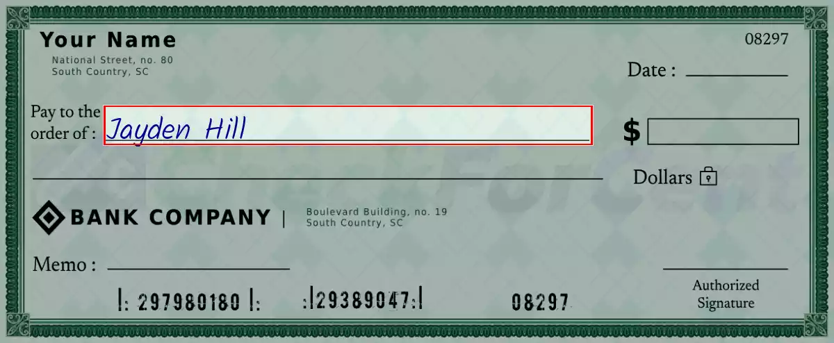 Write the payee’s name on the 100 dollar check