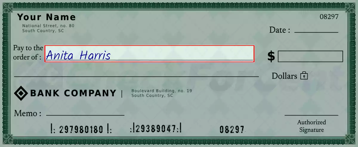 Write the payee’s name on the 10000 dollar check
