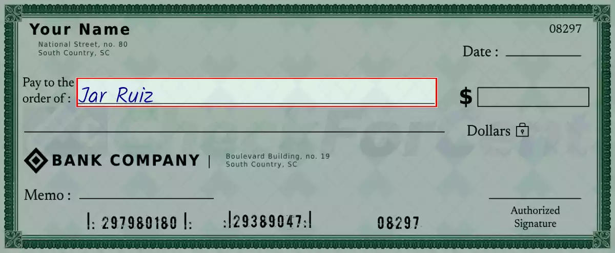 Write the payee’s name on the 100000 dollar check