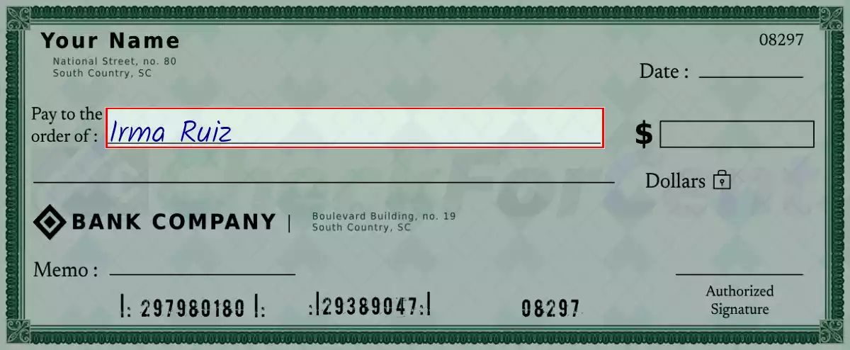 Write the payee’s name on the 1004 dollar check
