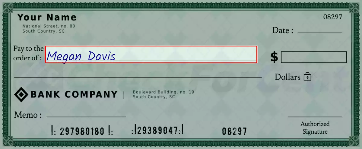 Write the payee’s name on the 103 dollar check