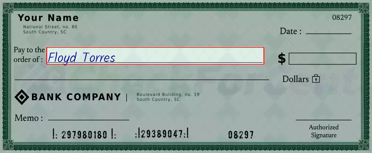 Write the payee’s name on the 112 dollar check
