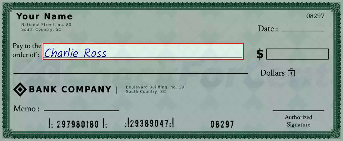 Write the payee’s name on the 114 dollar check