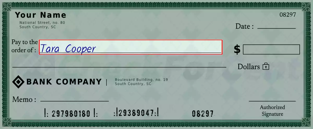 Write the payee’s name on the 1170 dollar check