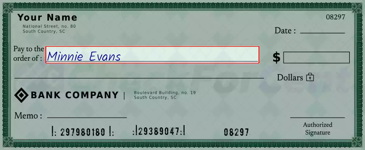 Write the payee’s name on the 1190 dollar check