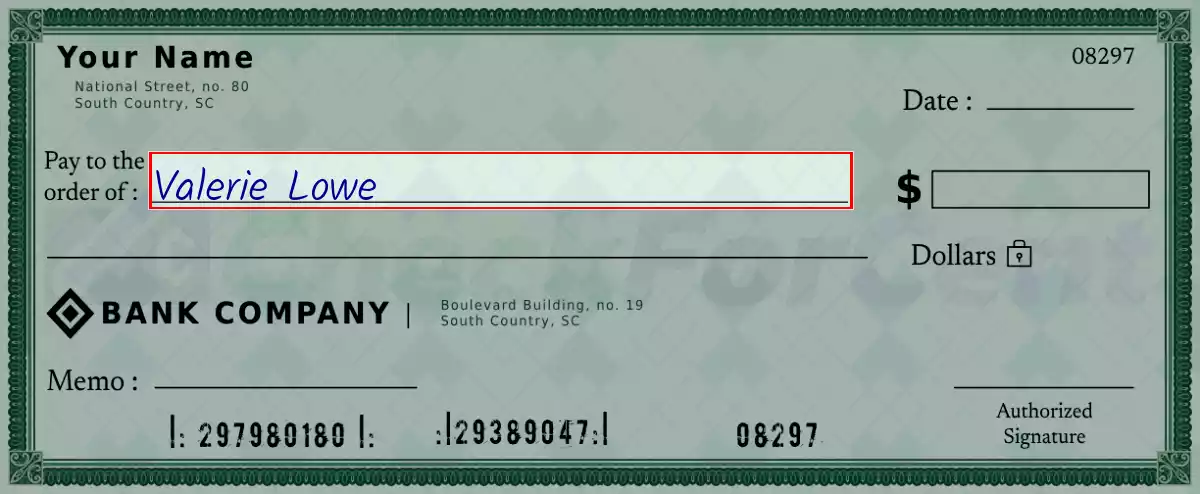 Write the payee’s name on the 1278 dollar check