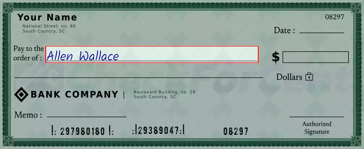 Write the payee’s name on the 1285 dollar check