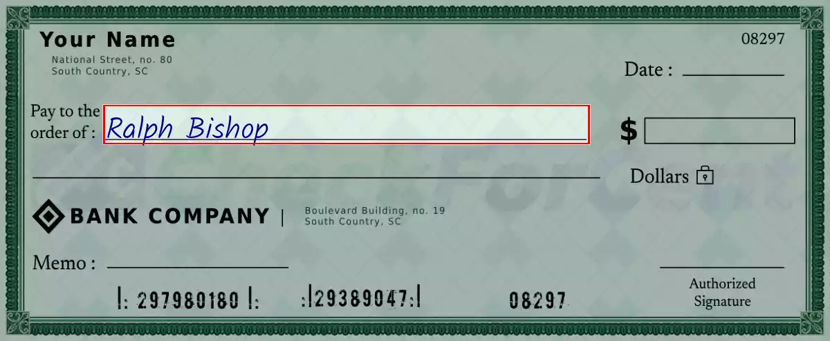 Write the payee’s name on the 1287 dollar check