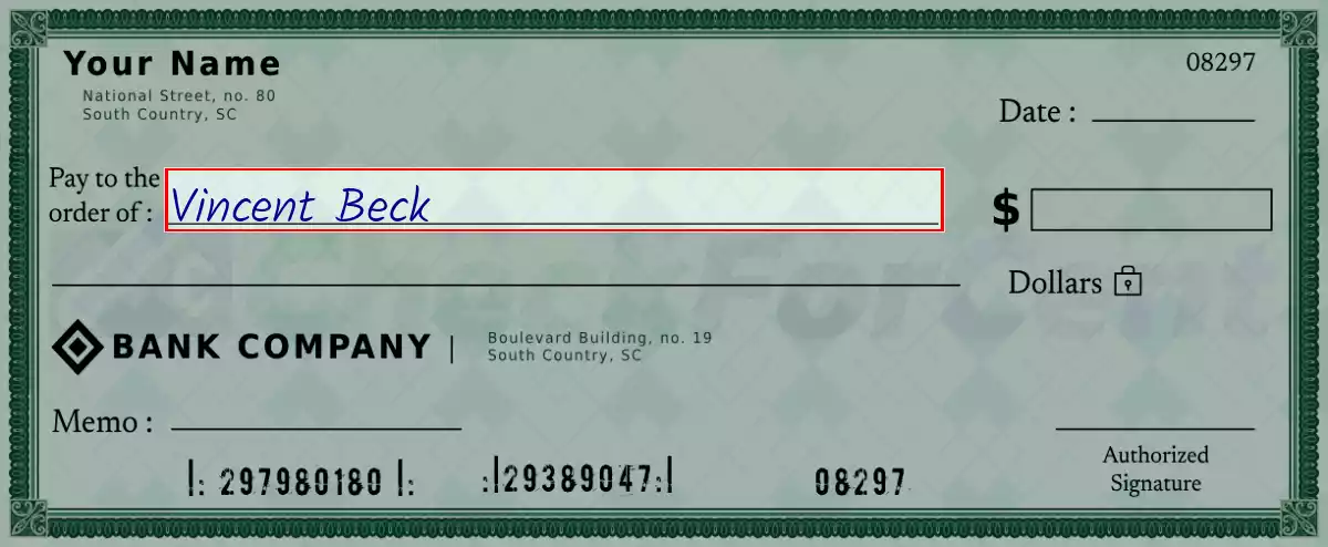 Write the payee’s name on the 1295 dollar check