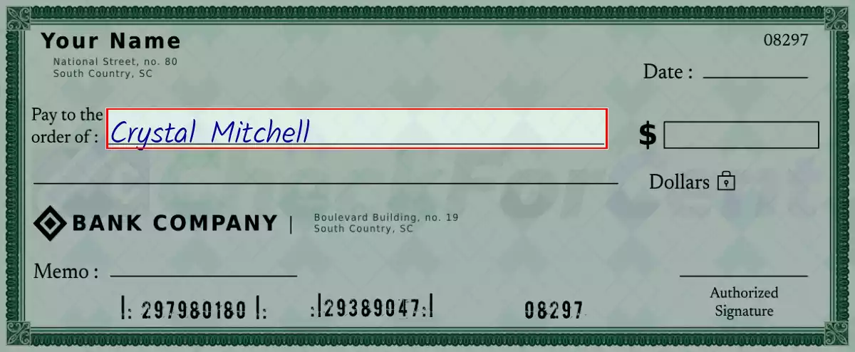 Write the payee’s name on the 1314 dollar check