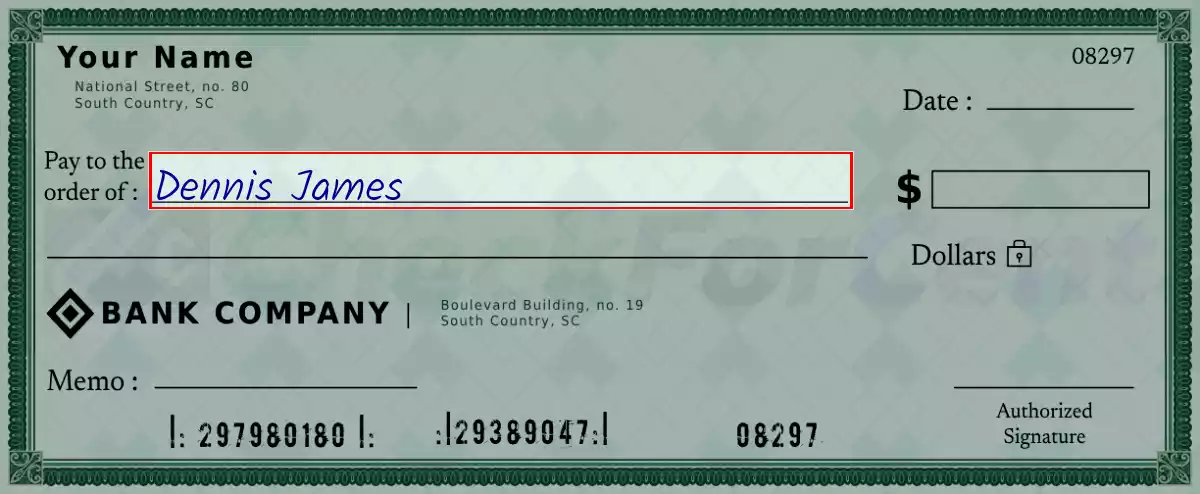 Write the payee’s name on the 133 dollar check