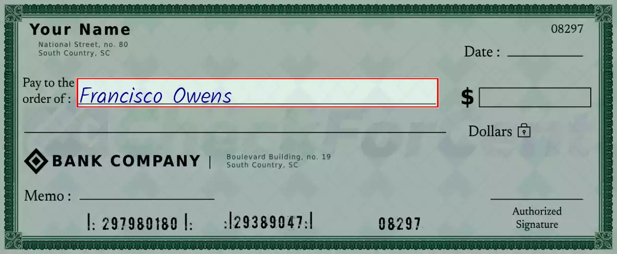 Write the payee’s name on the 1330 dollar check