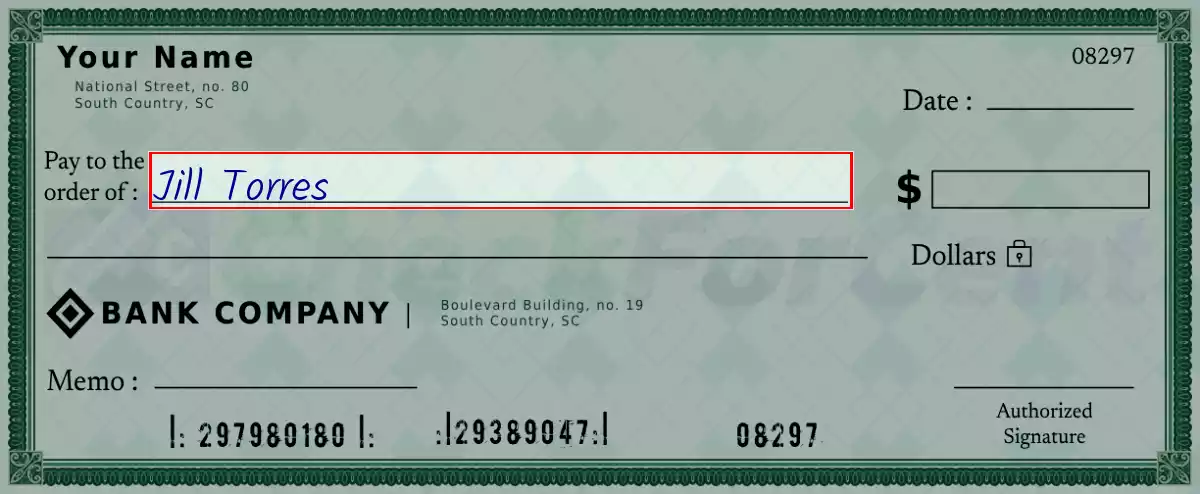 Write the payee’s name on the 1335 dollar check