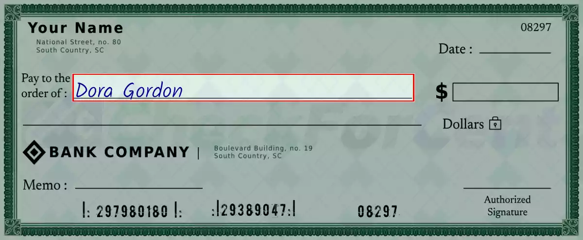 Write the payee’s name on the 1342 dollar check