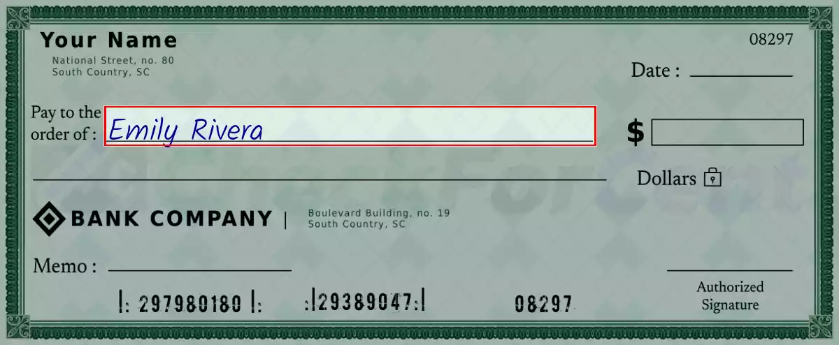 Write the payee’s name on the 1360 dollar check