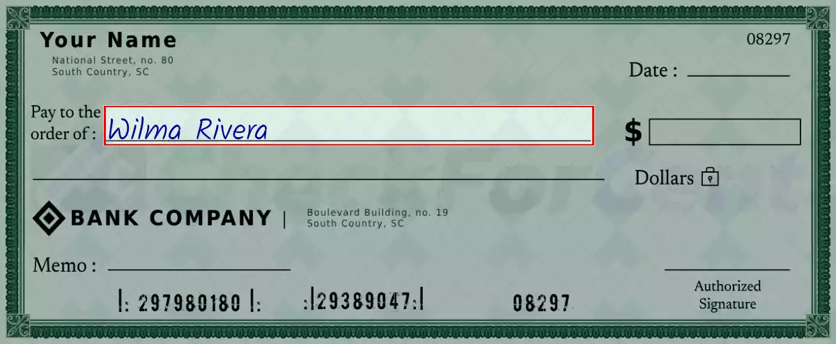 Write the payee’s name on the 138 dollar check