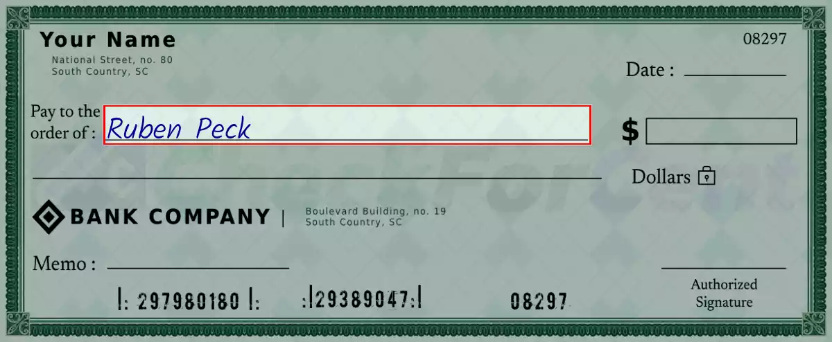 Write the payee’s name on the 1420 dollar check