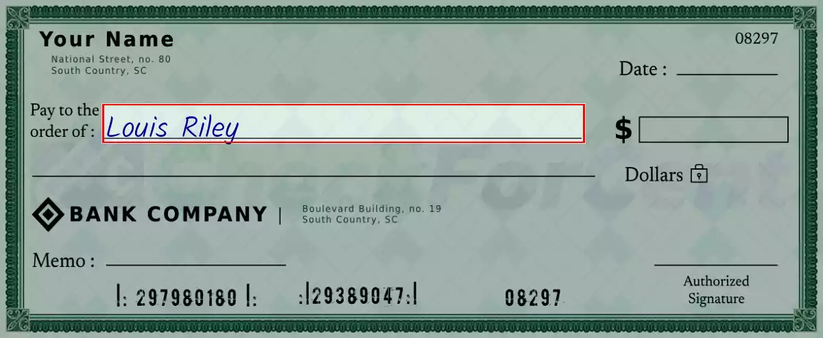 Write the payee’s name on the 143 dollar check