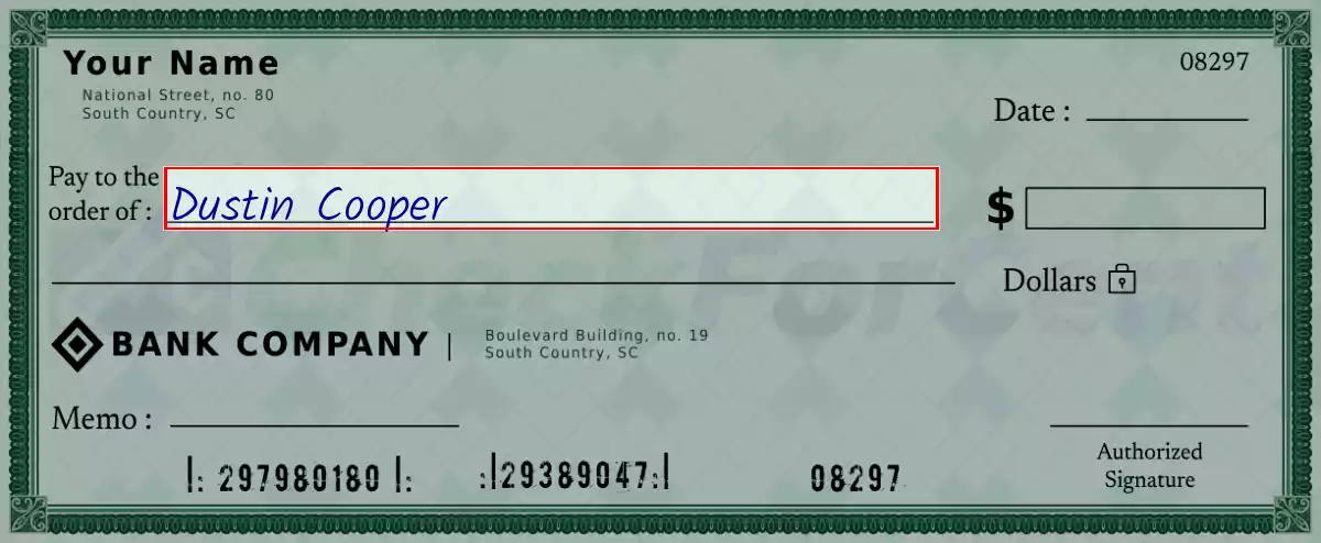 Write the payee’s name on the 1475 dollar check