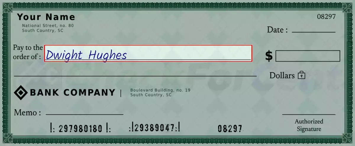 Write the payee’s name on the 150 dollar check